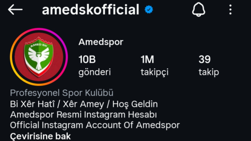 Amedspor Resmi Instagram Hesabı 1 Milyona Ulaştı!